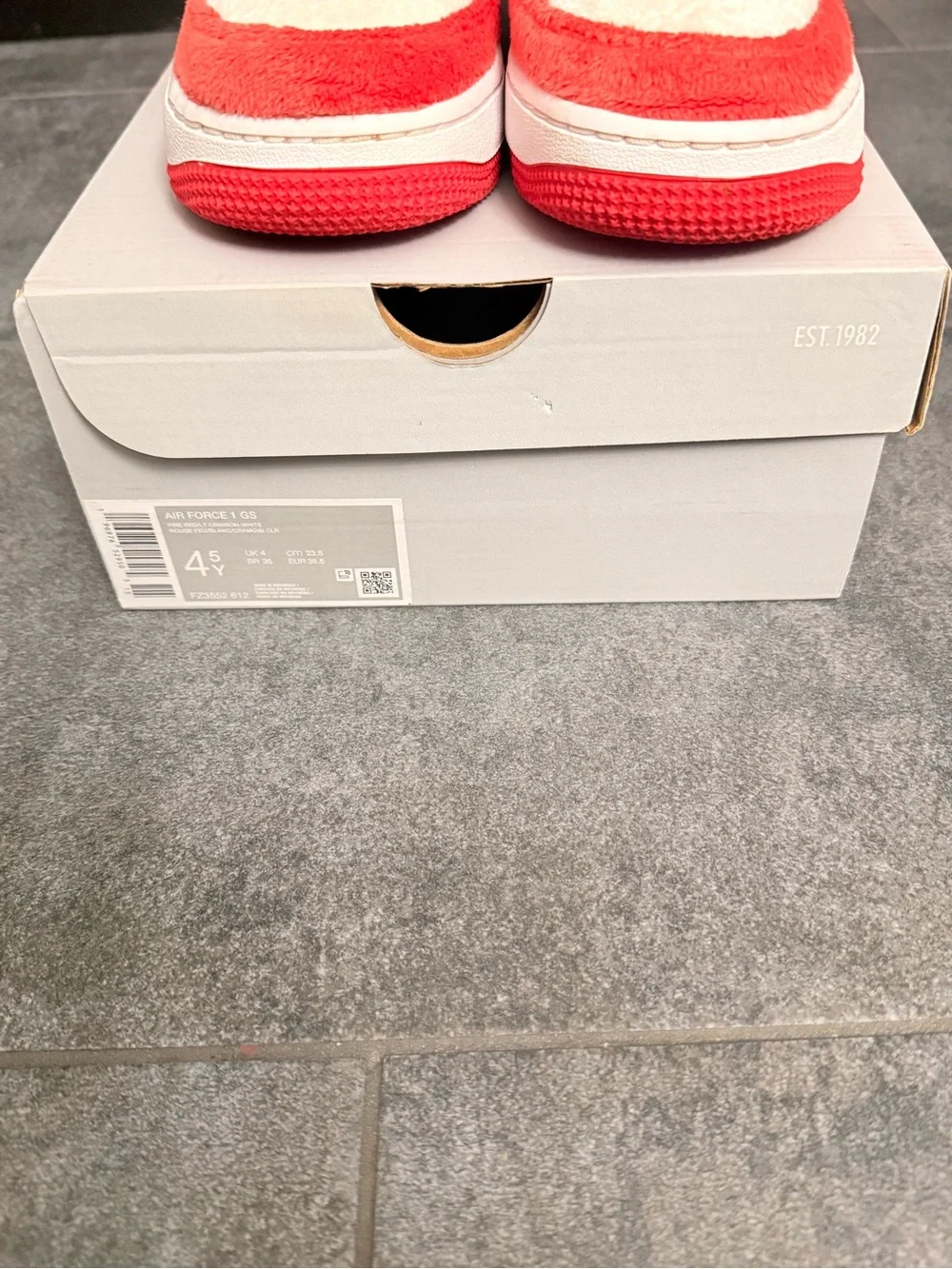 Nike Air Force 1 GS Low-Top Sneakers in Fire Red & White Suede